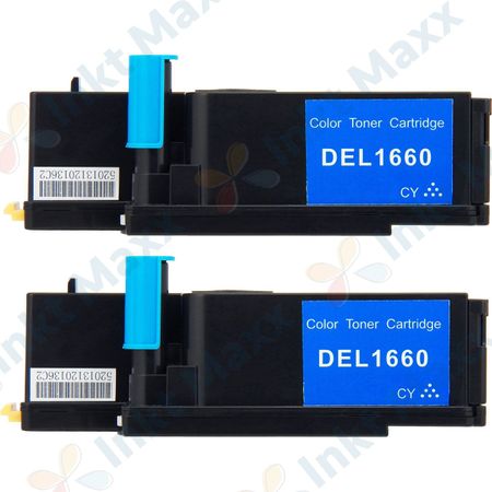 2 stuks Dell 593-11041 (769T5) toner cyaan (Inkt Maxx Huismerk)