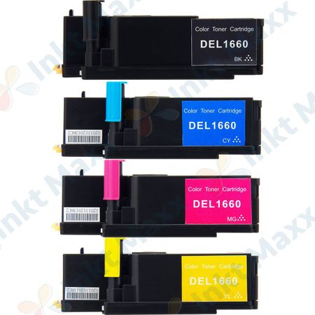 4 stuks Dell C1660W toner (Inkt Maxx Huismerk)