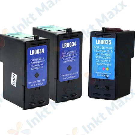 3 stuks Lexmark 34XL / 35XL inktcartridges hoge capaciteit (Inkt Maxx Huismerk)