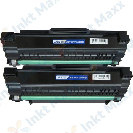 2 stuks Samsung MLT-D1052L toner zwart hoge capaciteit (Inkt Maxx Huismerk)