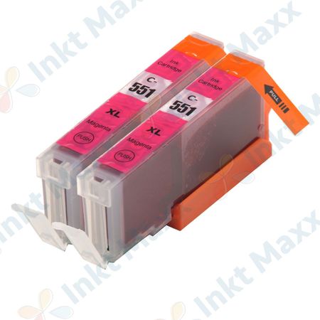 2 stuks Canon CLI-551XL inktcartridges magenta hoge capaciteit (Inkt Maxx Huismerk)