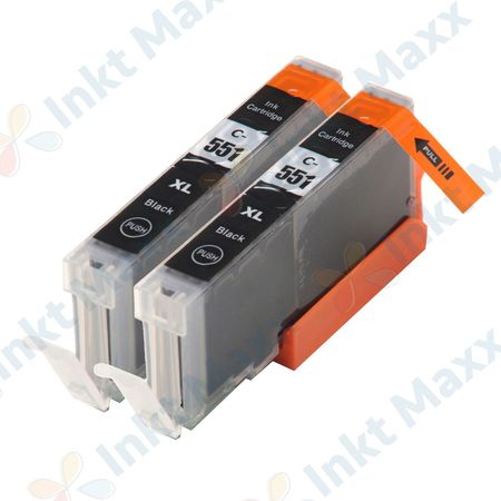 2 stuks Canon CLI-551XL inktcartridges zwart hoge capaciteit (Inkt Maxx Huismerk)