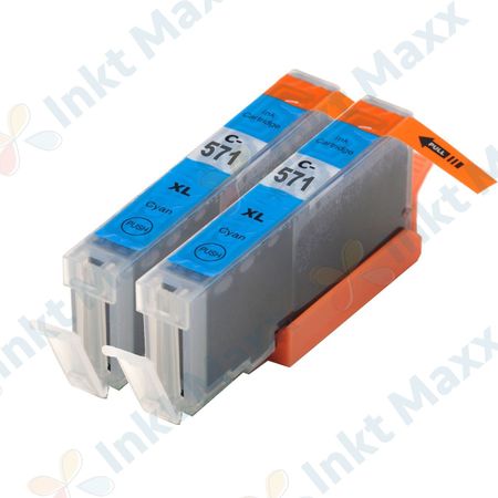 2 stuks Canon CLI-571XL inktcartridges cyaan hoge capaciteit (Inkt Maxx Huismerk)