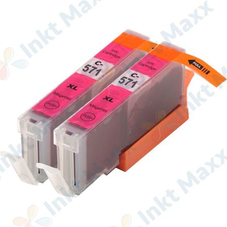 2 stuks Canon CLI-571XL inktcartridges magenta hoge capaciteit (Inkt Maxx Huismerk)