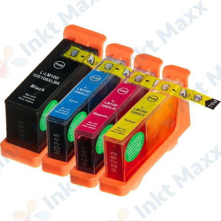 Inkt Maxx Huismerk 4 stuks Lexmark 100XL inktcartridges hoge capaciteit