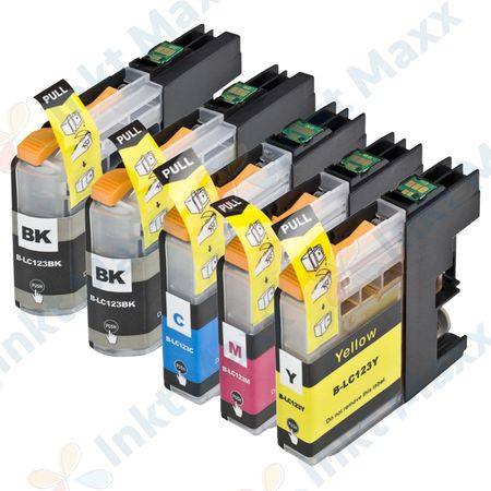 5 stuks Brother LC123 (LC121) inktcartridges zwart hoge capaciteit (Inkt Maxx Huismerk)