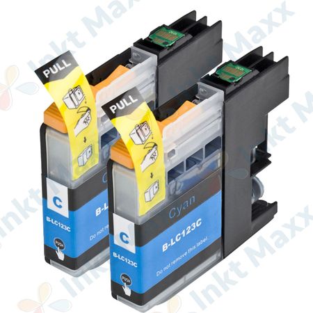 2 stuks Brother LC123 (LC121) inktcartridges cyaan hoge capaciteit (Inkt Maxx Huismerk)