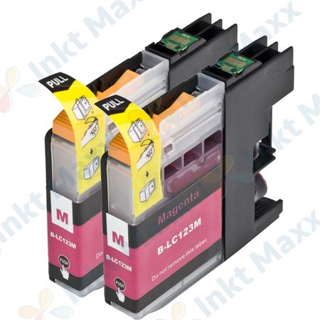 2 stuks Brother LC123 (LC121) inktcartridges magenta hoge capaciteit (Inkt Maxx Huismerk)