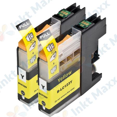 2 stuks Brother LC123 (LC121) inktcartridges geel hoge capaciteit (Inkt Maxx Huismerk)