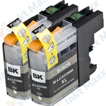 2 stuks Brother LC223 (LC221) inktcartridges zwart hoge capaciteit (Inkt Maxx Huismerk)