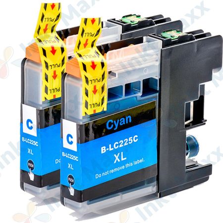 2 stuks Brother LC225C inktcartridges cyaan super hoge capaciteit (Inkt Maxx Huismerk)