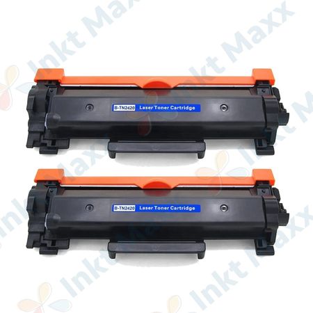 2 stuks Brother TN2420 toner zwart hoge capaciteit (Inkt Maxx Huismerk)