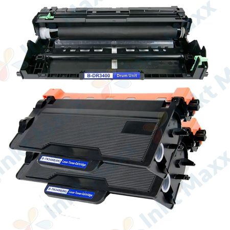 3 stuks Brother TN3480 & DR3400 toner & drum hoge capaciteit (Inkt Maxx Huismerk)